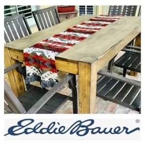 EDDIE BAUER Table Runner Southwestern Navajo Wool Tassels Washable 12” x 82”